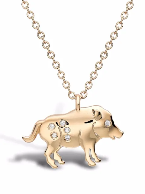Pragnell подвеска Zodiac Pig из желтого золота с бриллиантами 