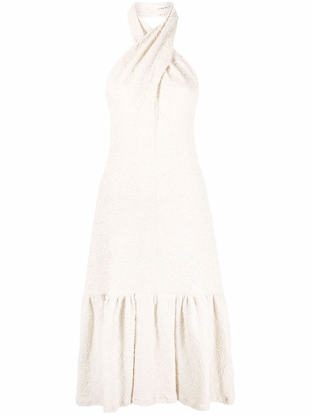 textured midi halterneck dress