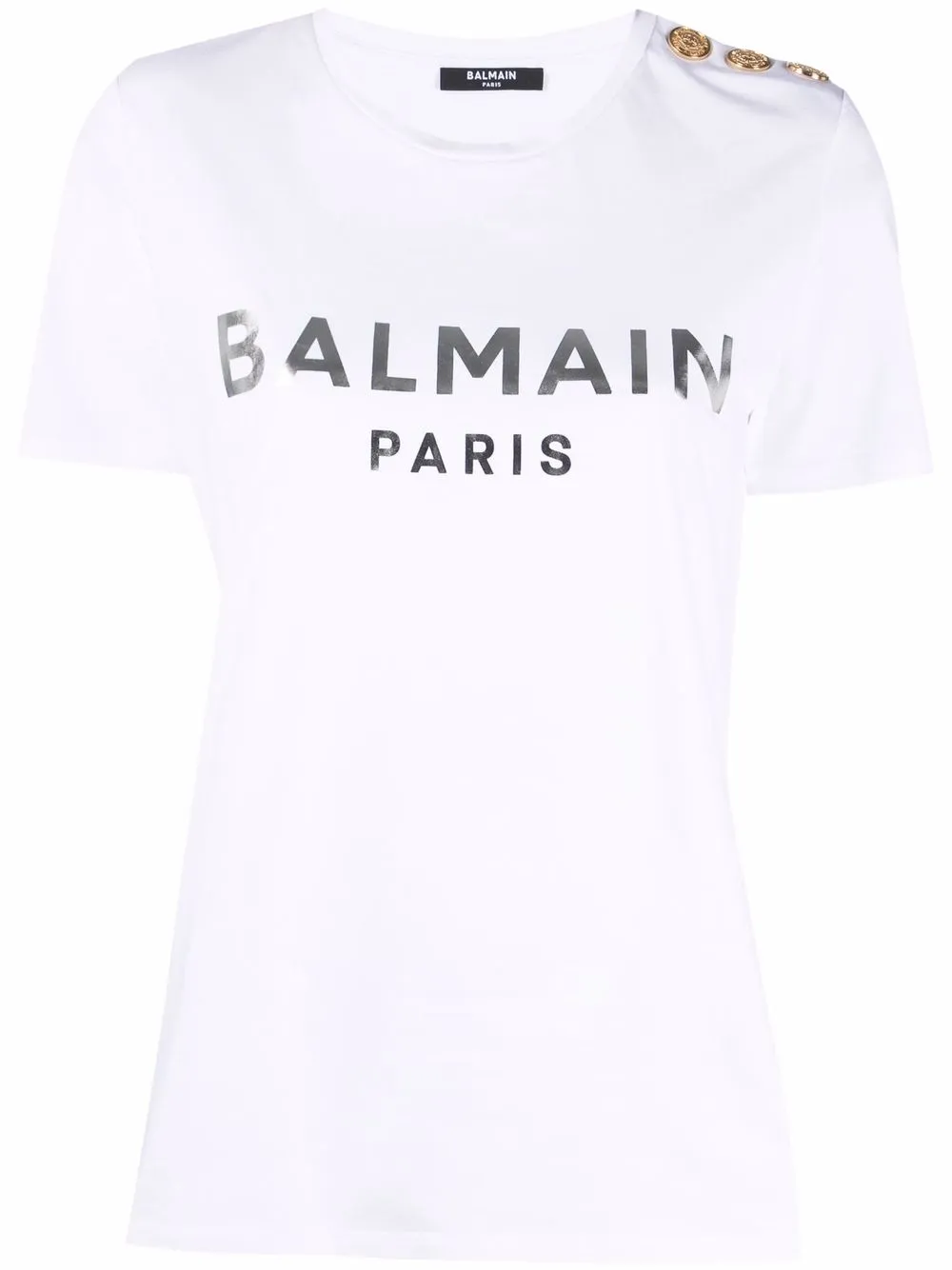 фото Balmain футболка с декоративными пуговицами и логотипом