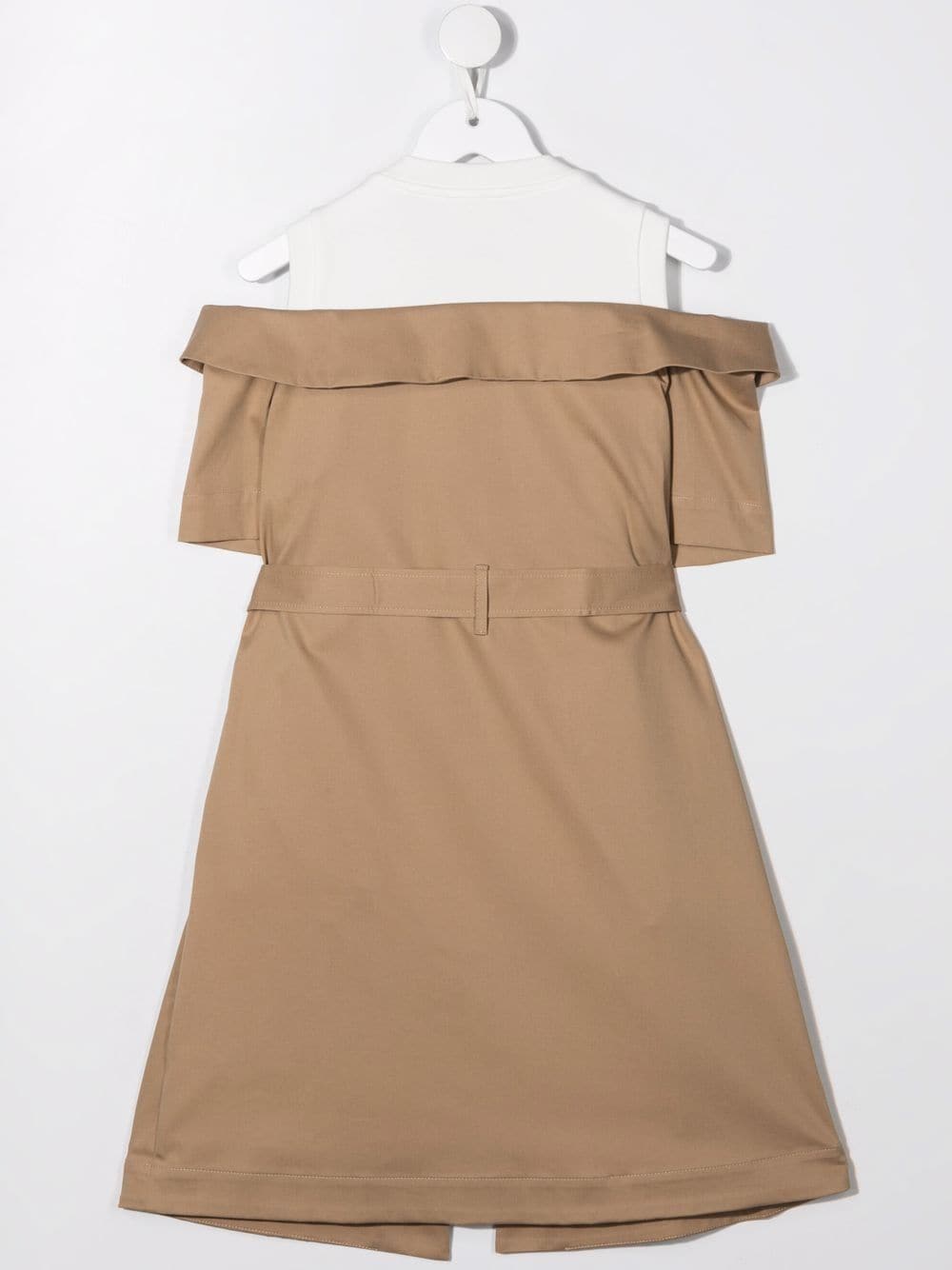 Shop Fendi Layered Cold-shoulder Dress In Neutrals