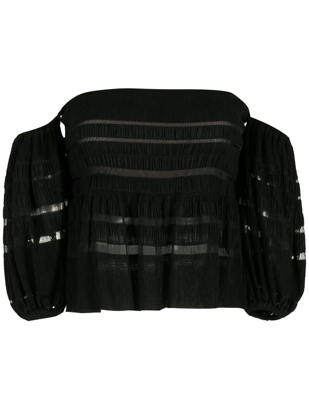 

Nk stripe-pattern puff-sleeves blouse - Black