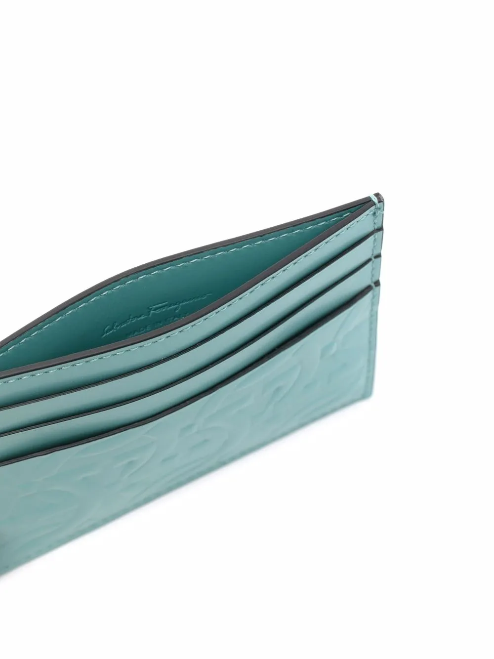  Ferragamo Gancini Embossed Cardholder - Blue 