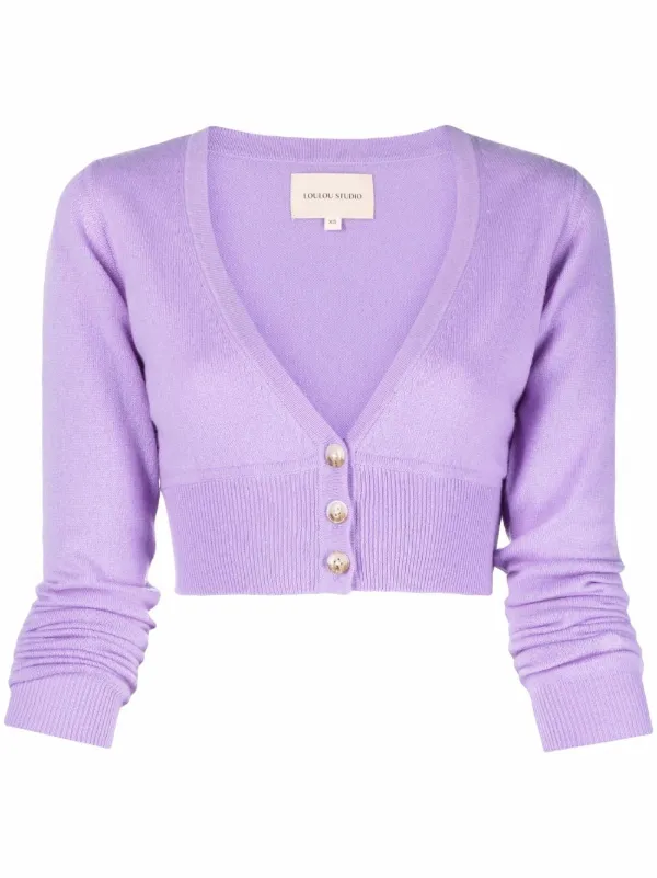 cropped lavender cardigan