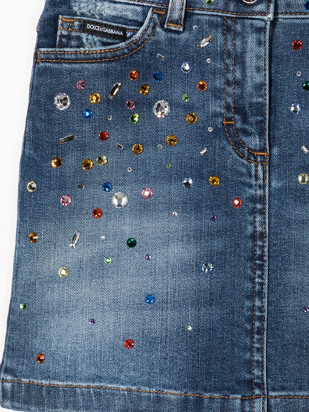 фото Dolce & gabbana kids джинсовая юбка с кристаллами
