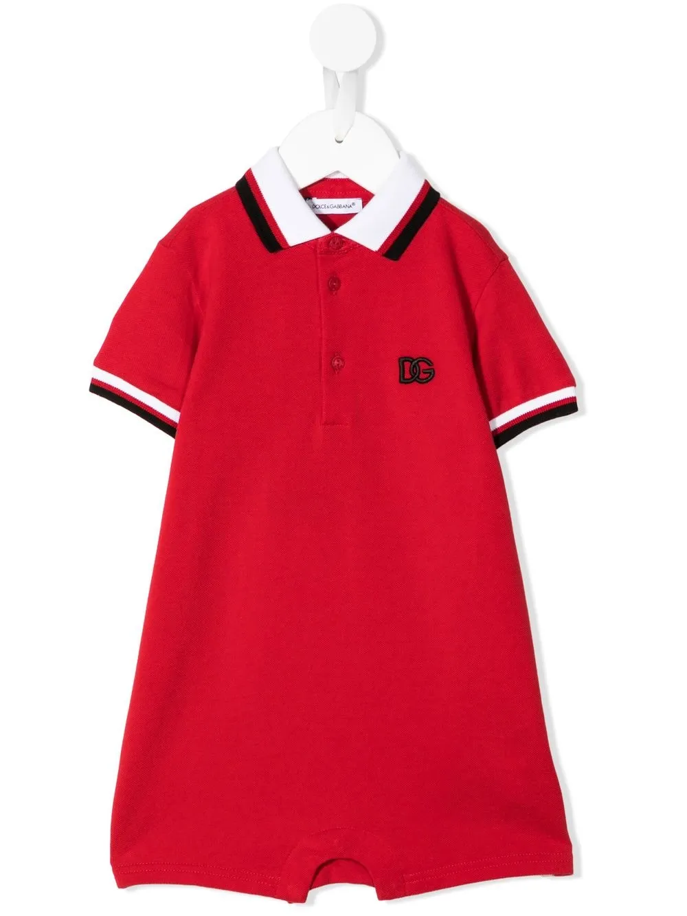 

Dolce & Gabbana Kids mameluco estilo playera tipo polo con logo bordado - Rojo