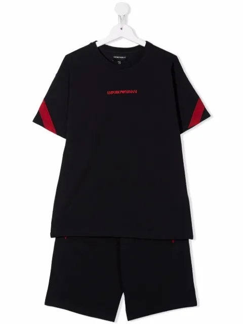 Emporio Armani Kids طقم بأكمام قصيرة ومزين بخطوط