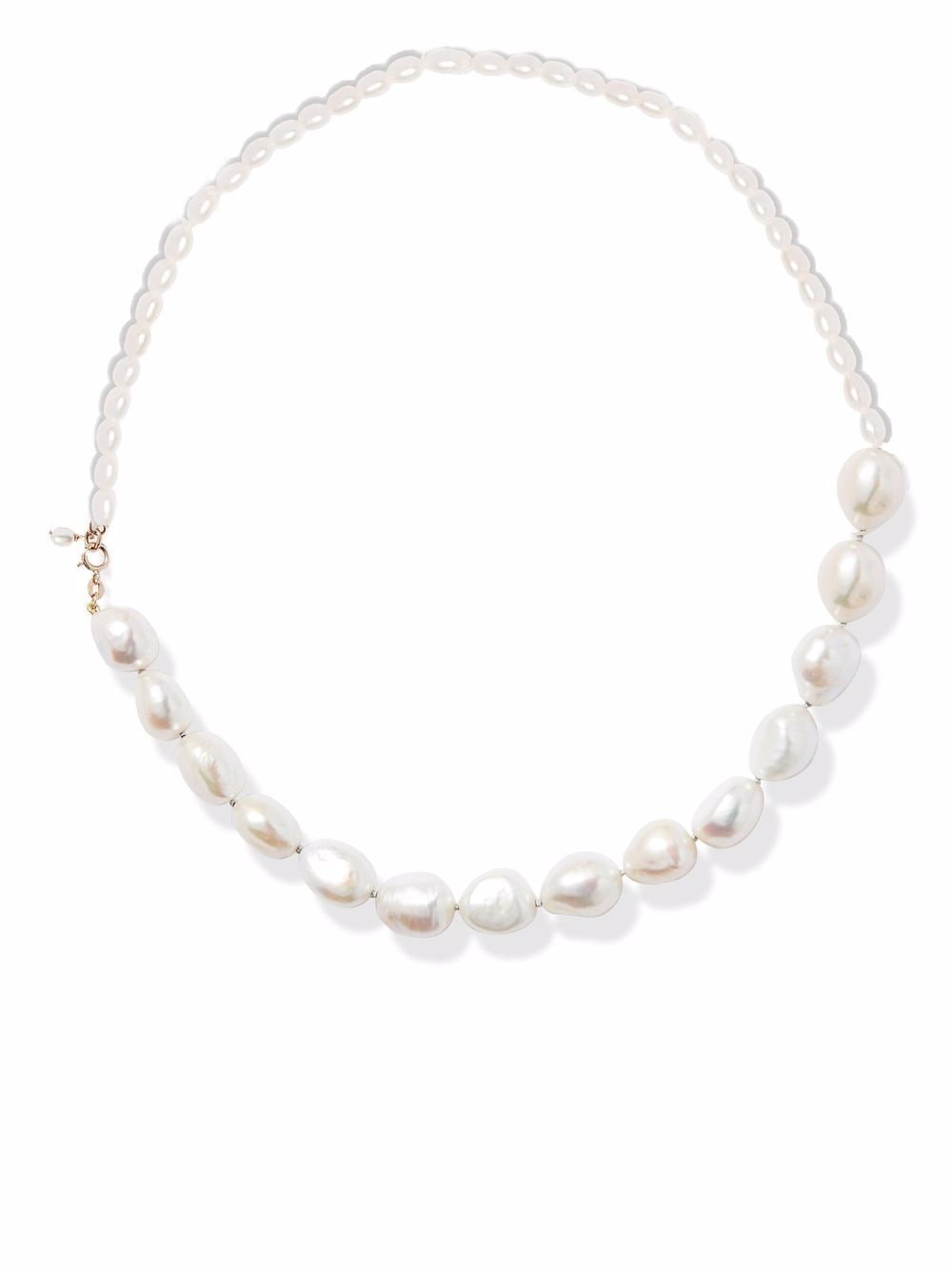 14kt yellow gold two size pearl necklace