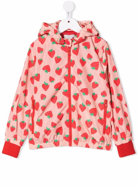 Stella McCartney Kids جاكيت بطبعة فراولة وهودي