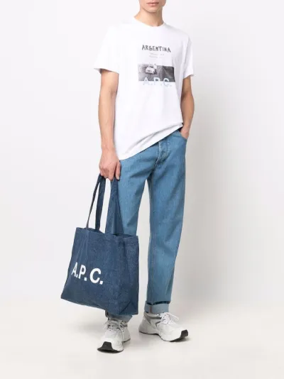 logo-print denim tote bag | A.P.C 