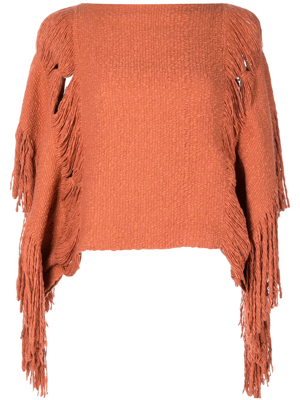 fringe-detail knitted top