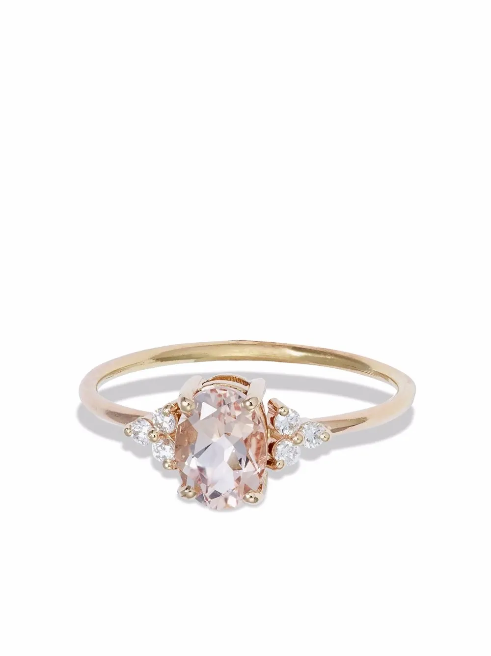 Poppy Finch anillo en oro amarillo de 14kt con moganita y diamantes - Dorado