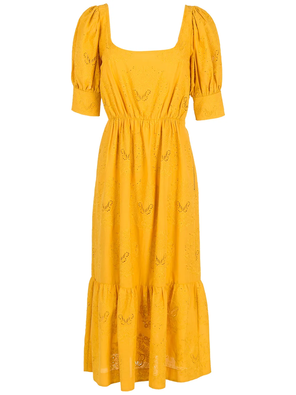 

Nk pointelle trim square-neck dress - Yellow