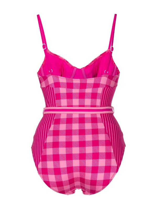 Pink checkered swimsuit online