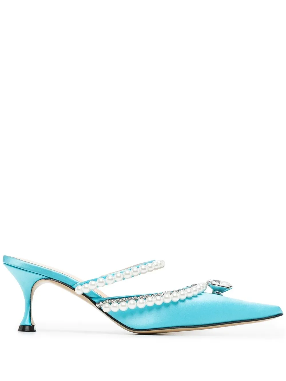 

MACH & MACH satin embellished mules - Blue