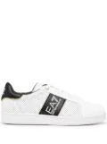 Ea7 Emporio Armani perforated logo-stripe low-top sneakers - White