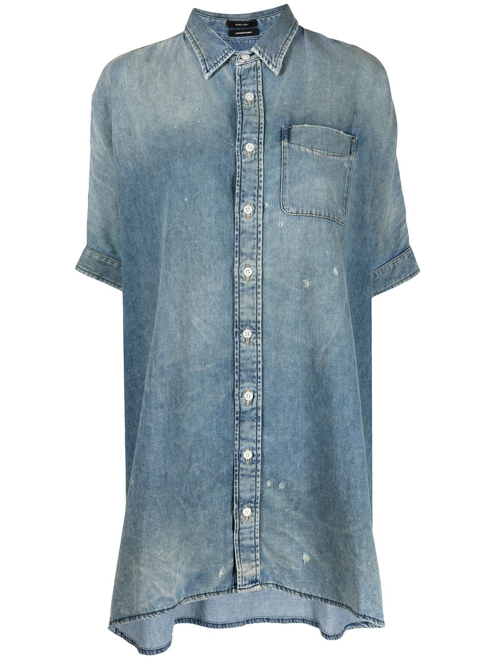фото R13 джинсовое платье-рубашка с эффектом потертости