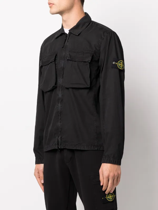 Shop Stone Island Compass-logo zip-up 
