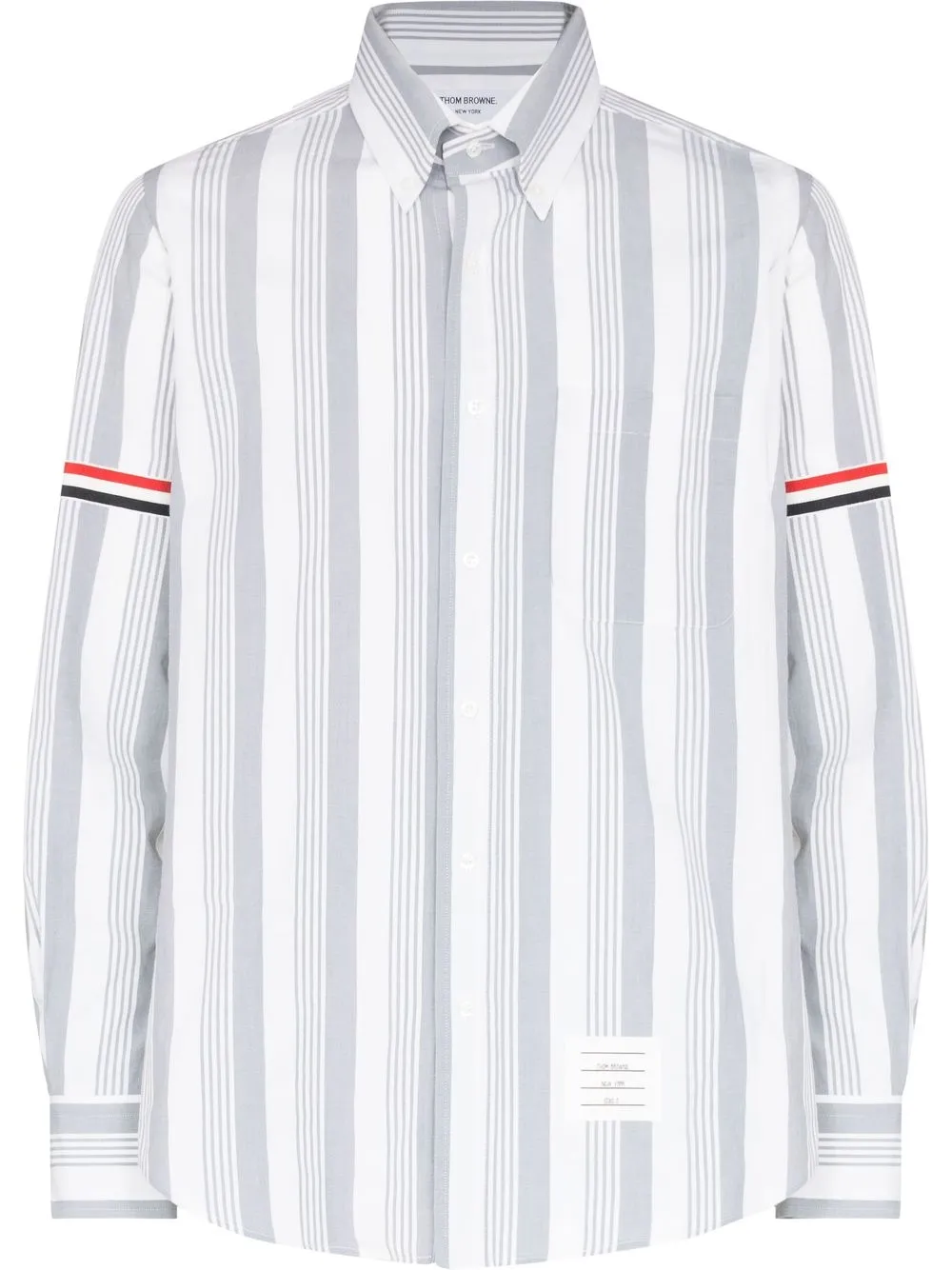 

Thom Browne camisa de tejido seersucker con rayas estampadas - Gris