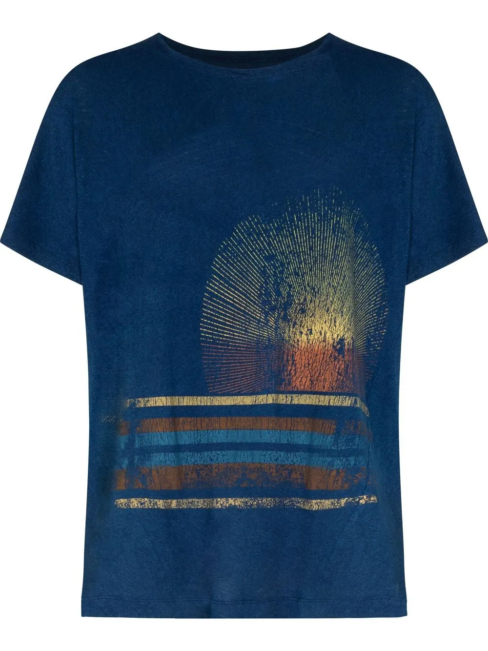 

Greg Lauren Horizon-print round-neck T-shirt - Blue