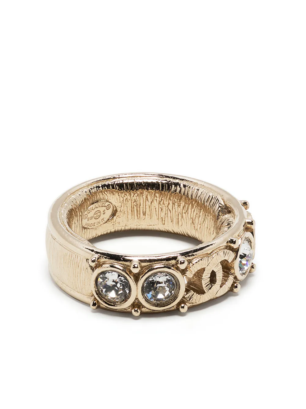 

Chanel Pre-Owned anillo CC con detalles de strass 2010 - Dorado