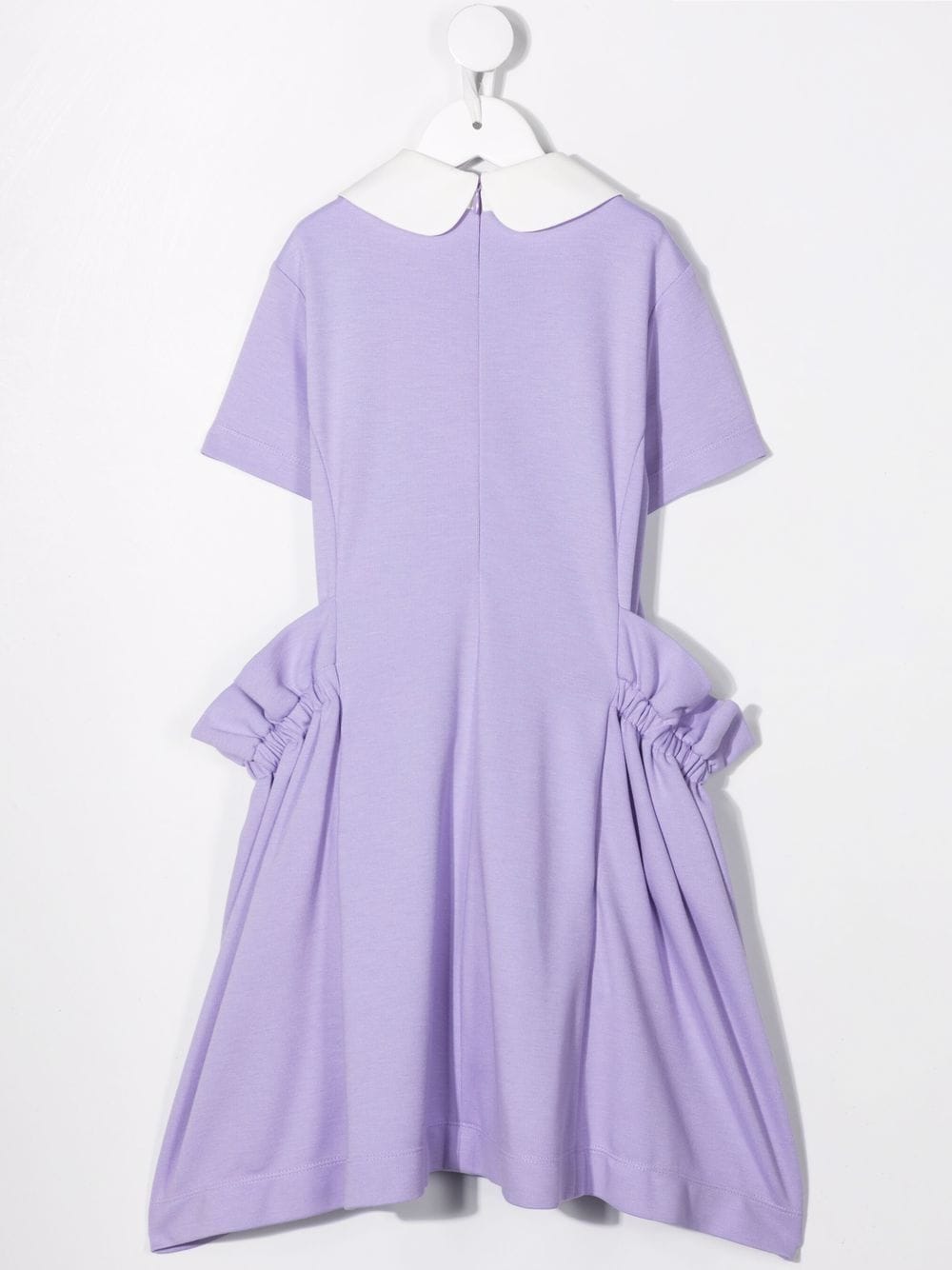 Shop Fendi Logo-print Ruffle-detail Dress In Purple