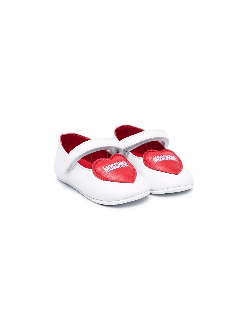 

Moschino Kids Heart-patch crib shoes - White