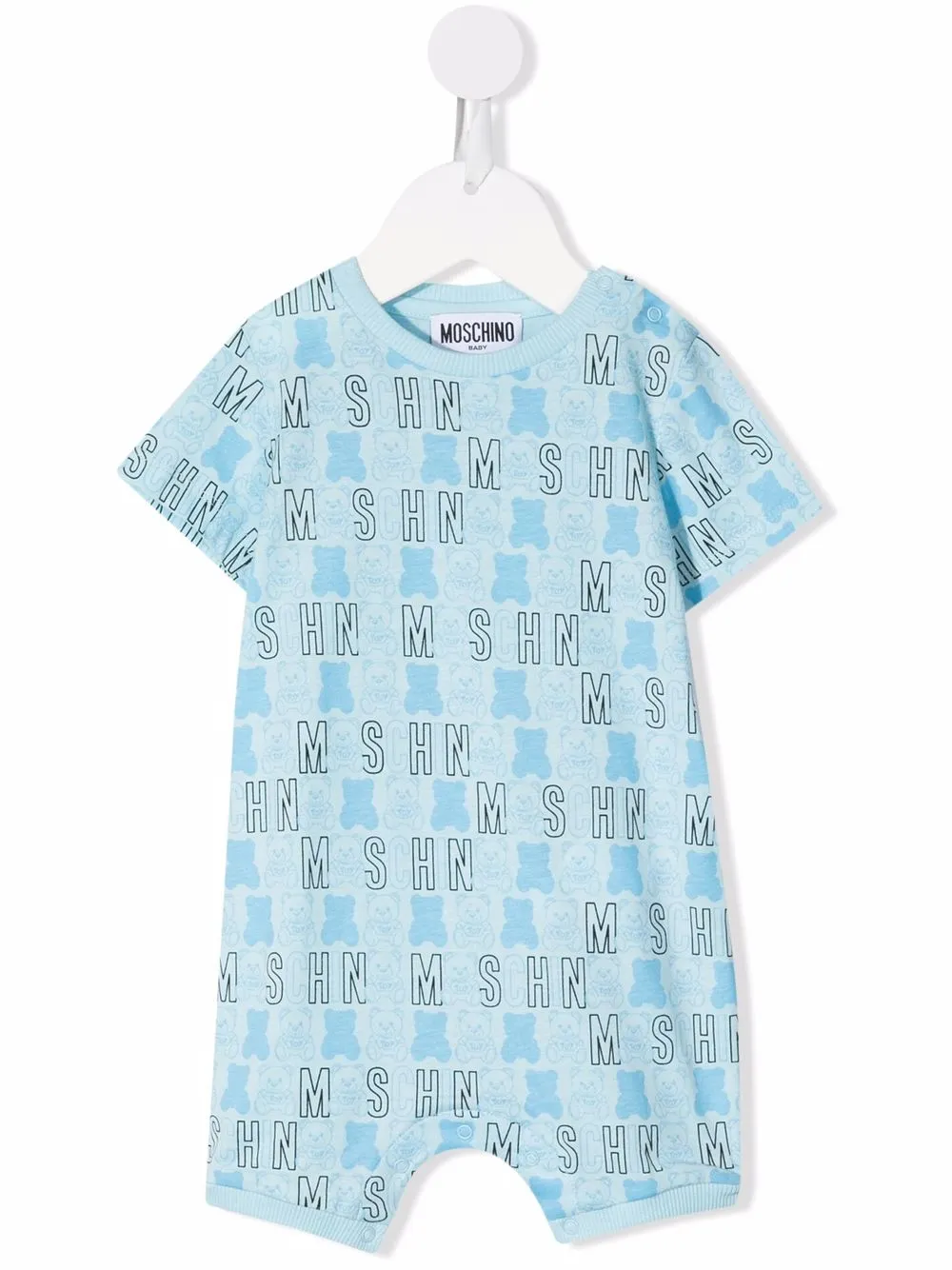 

Moschino Kids romper manga corta con logo estampado - Azul