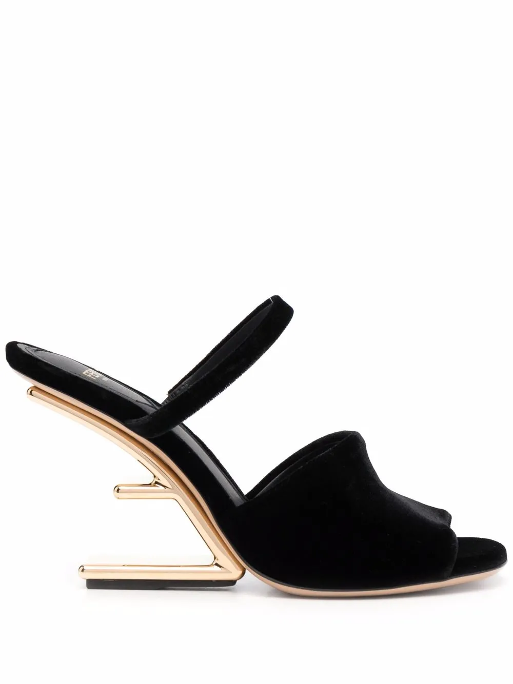 Fendi velvet F-shaped heel sandals - FARFETCH