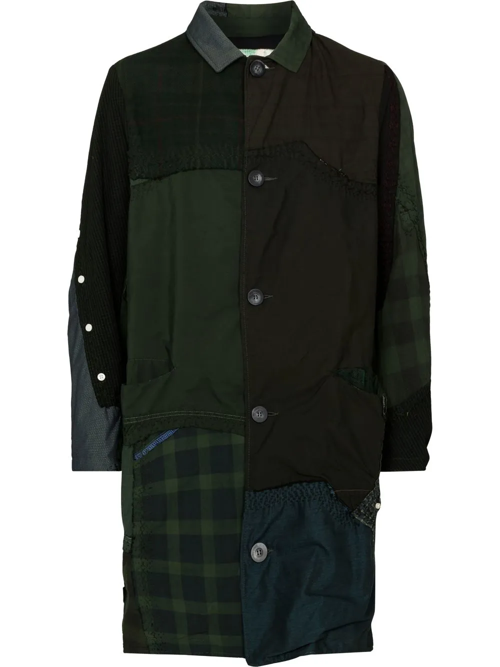 

By Walid abrigo midi con efecto patchwork - Verde