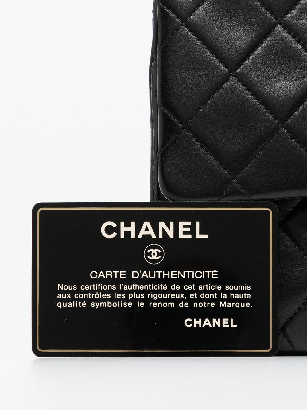 Chanel 22B Quilted Phone Holder With Chain Black Caviar