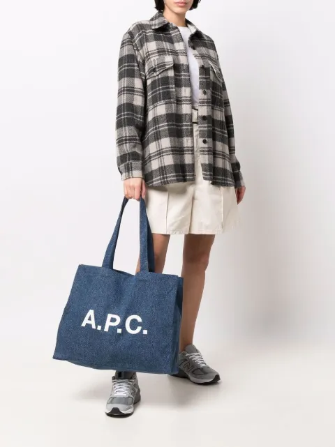 A.P.C. logo-print Denim Tote Bag - Farfetch