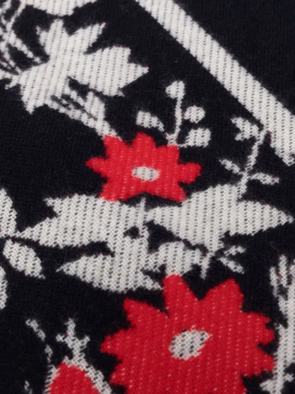 floral intarsia knitted blanket
