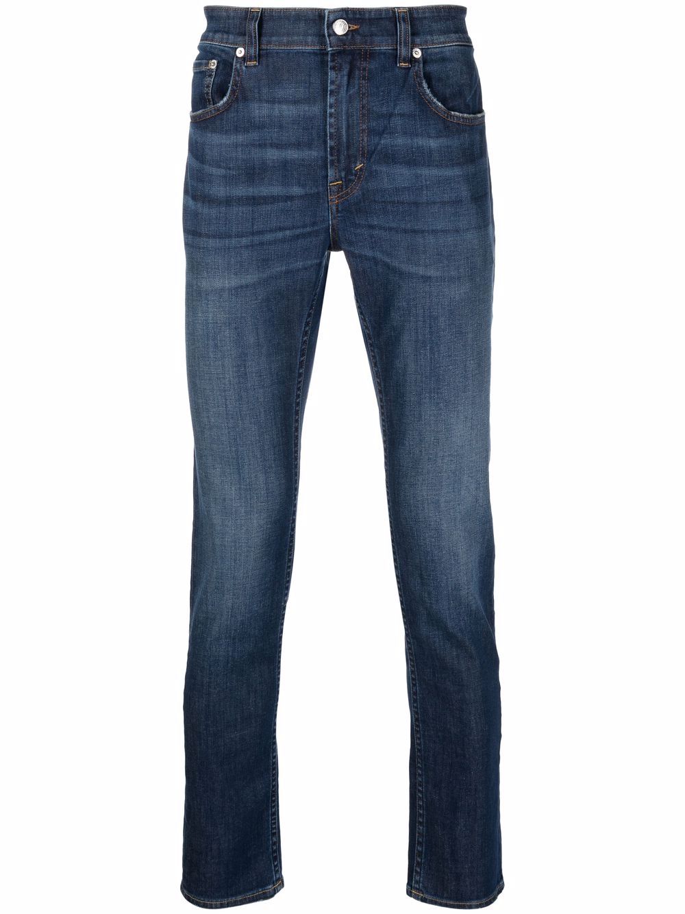 dark-wash slim-cut jeans