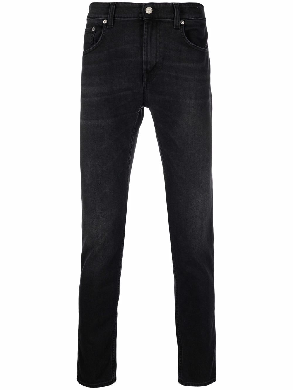 dark-wash slim-cut jeans