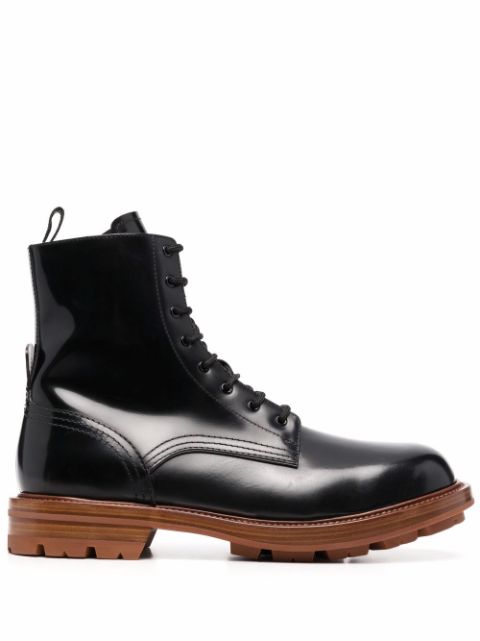 Alexander McQueen patent-leather lace-up boots Men