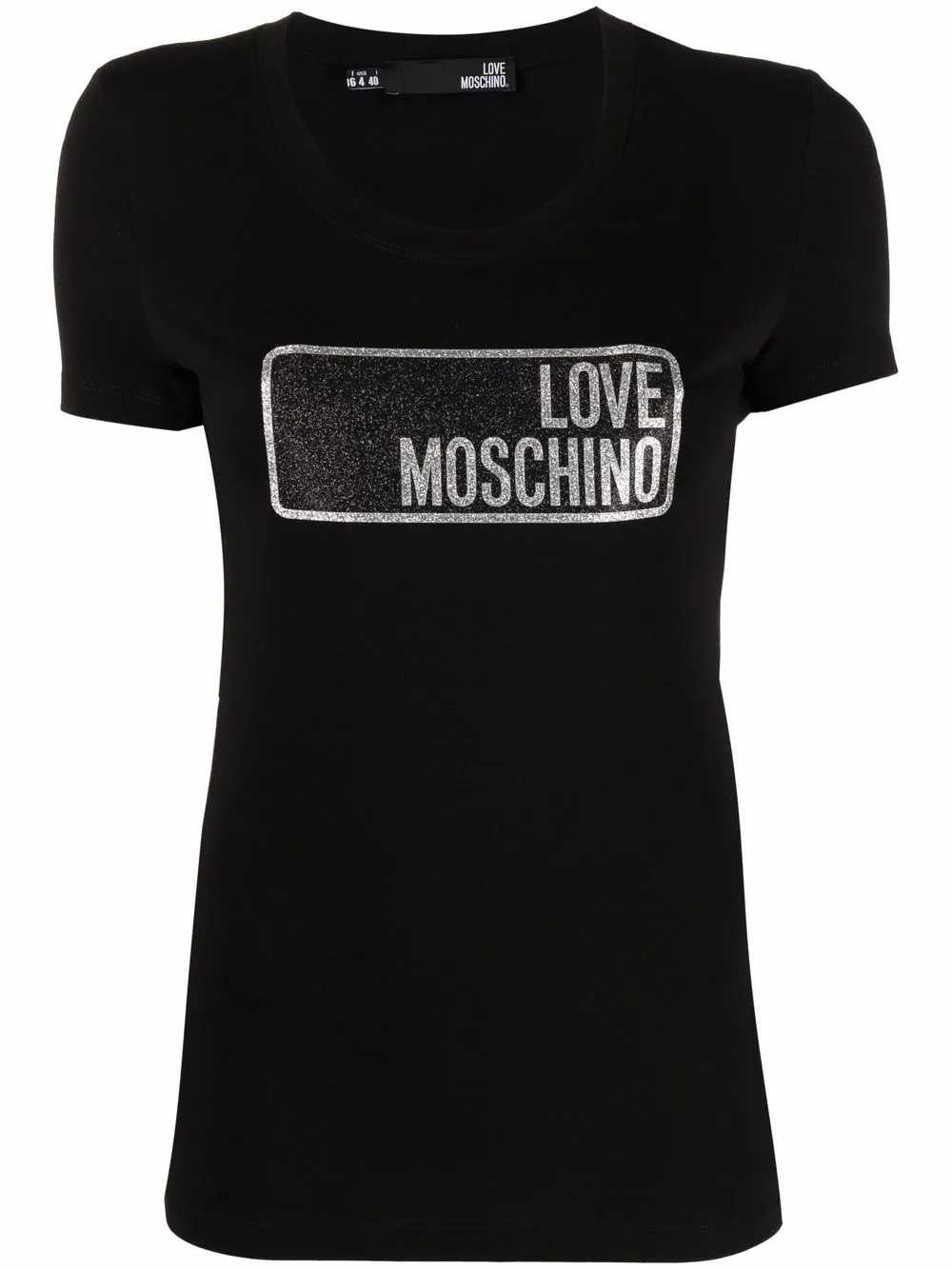 фото Love moschino футболка с логотипом и блестками