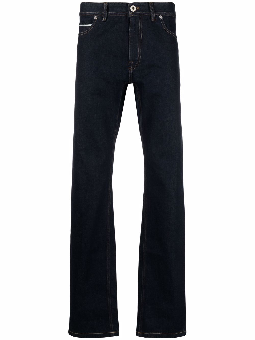 

Brioni logo patch straight-leg jeans - Blue