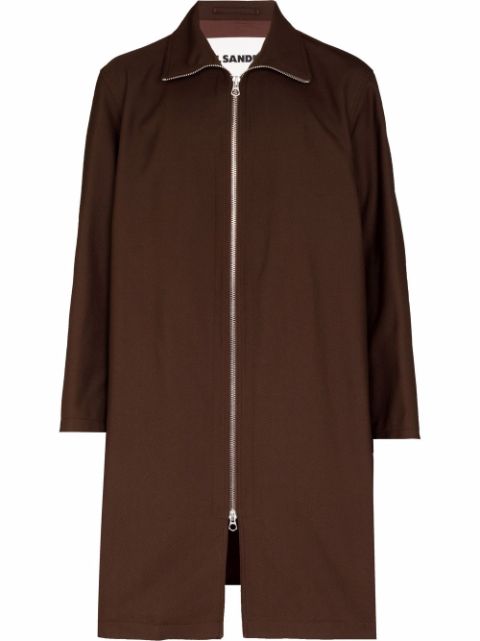 Jil Sander funnel-neck cotton zip-up coat