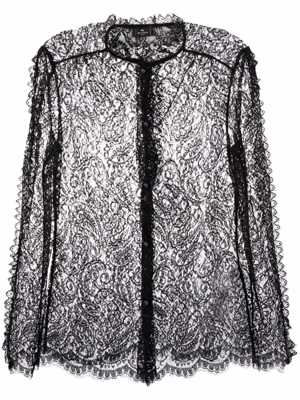 

ETRO blusa con encaje de cachemira - Negro