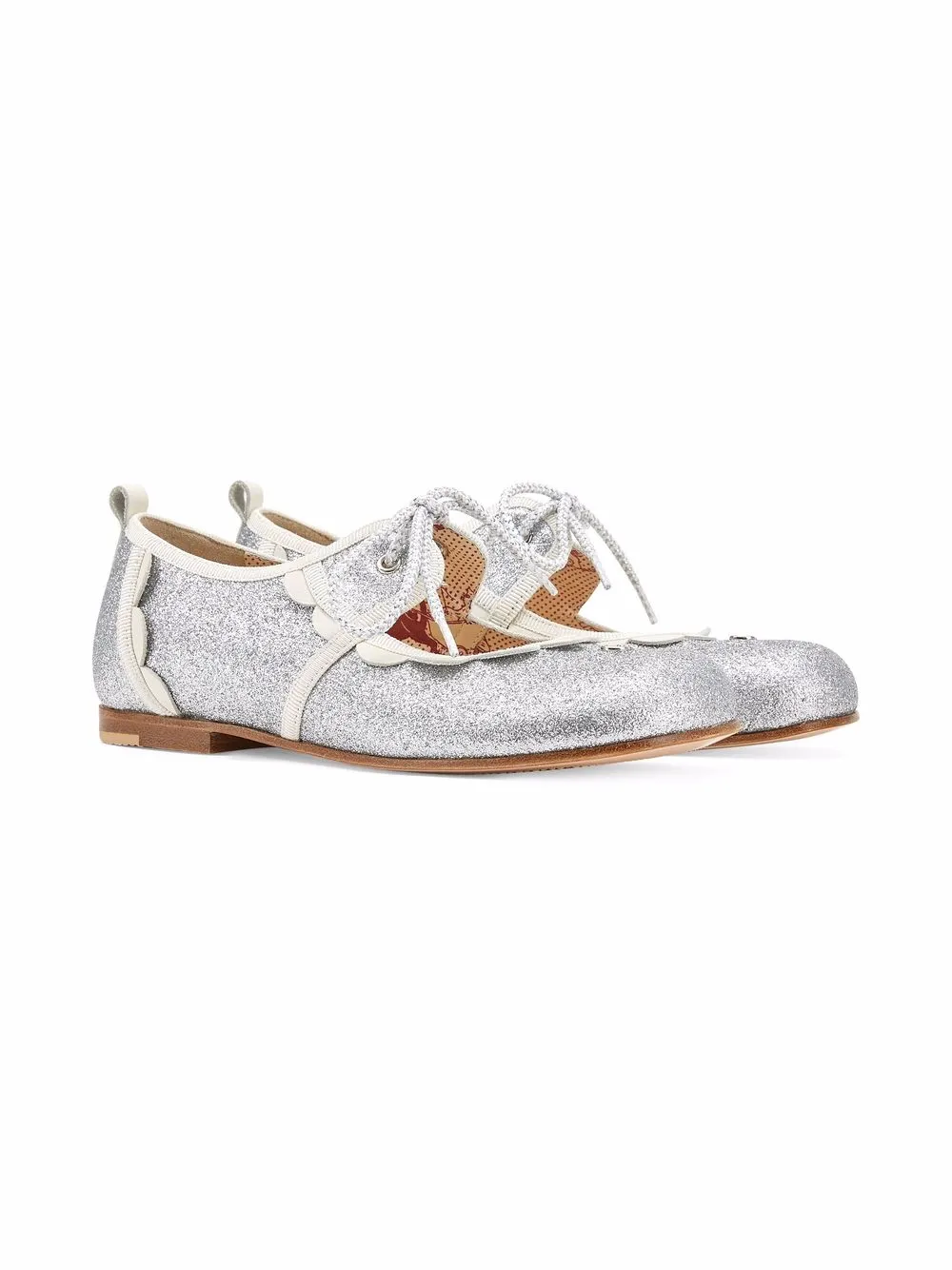 

Gucci Kids glitter-detail leather ballet shoes - Silver