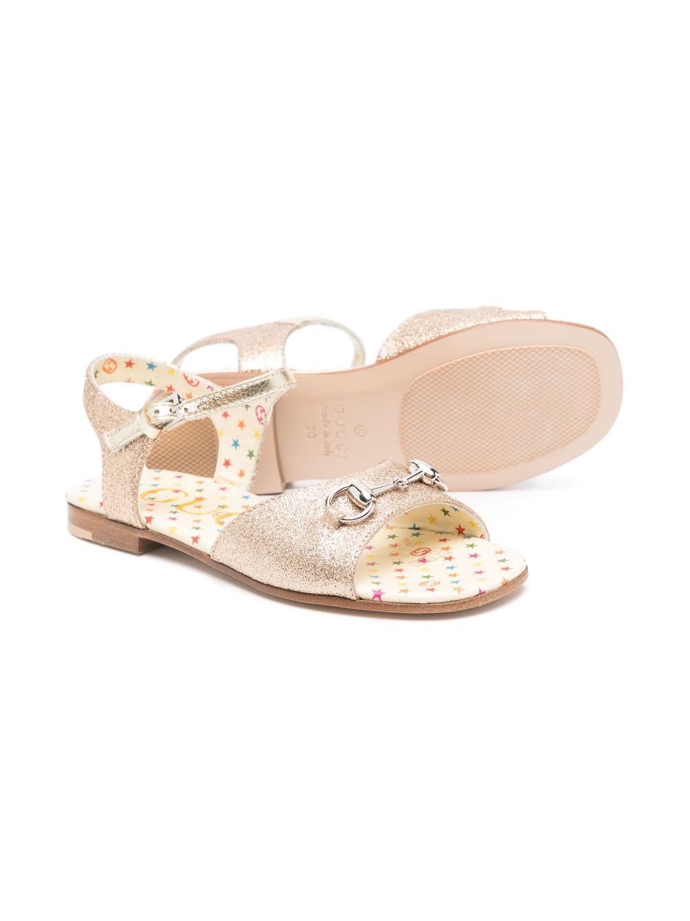 Gucci Kids Hosebit glitter sandals - Gold