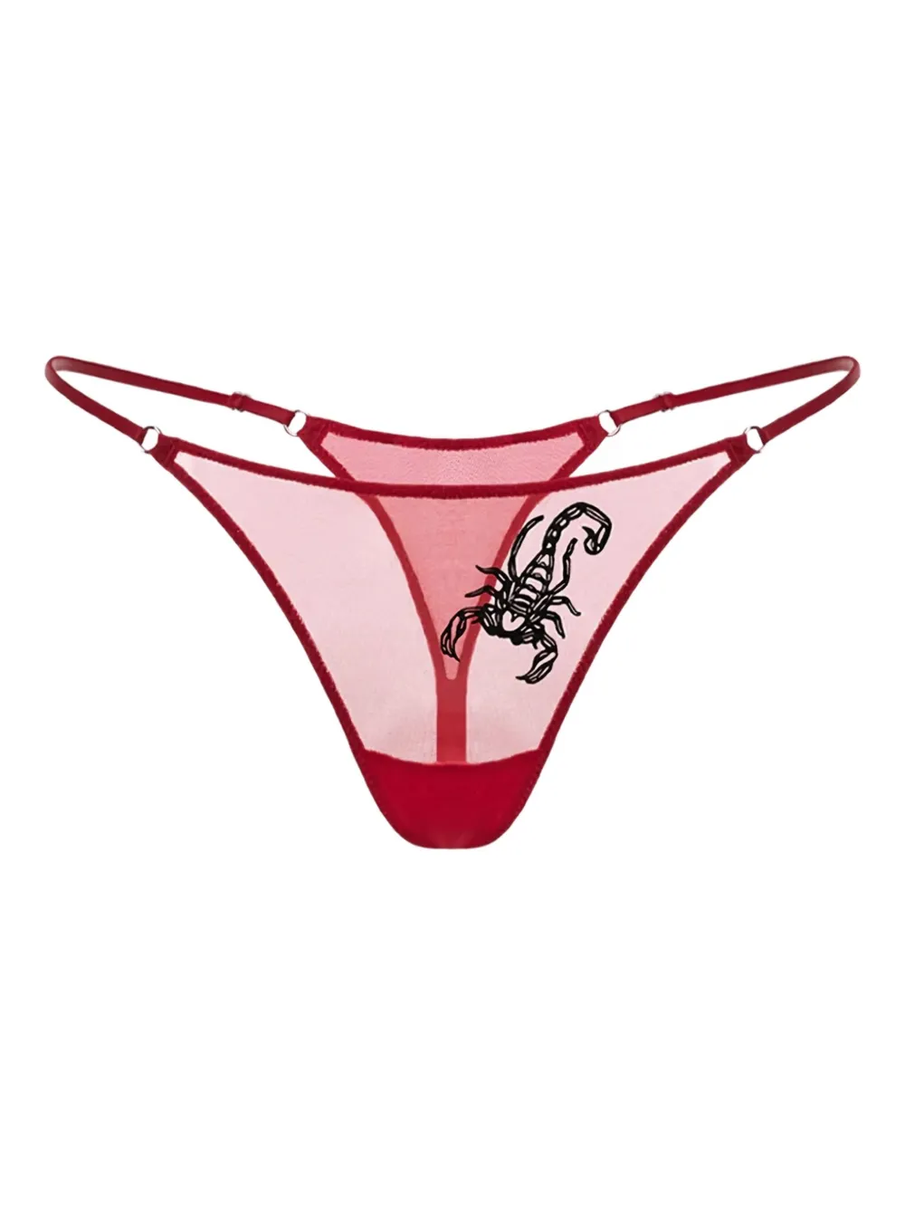 Zhilyova embroidered sheer thong | Red | Image 1