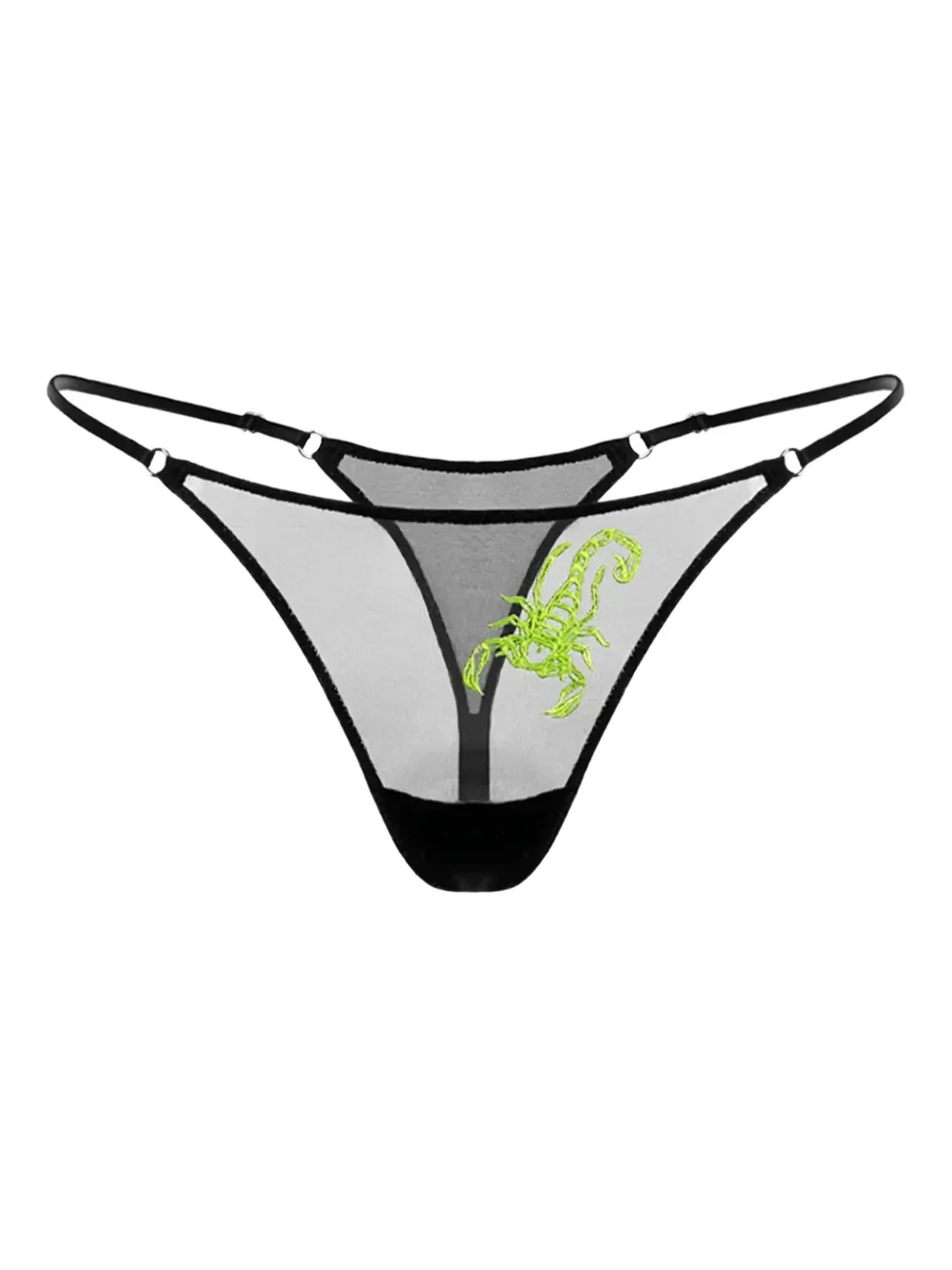 Zhilyova embroidered sheer thong | Black | Image 1
