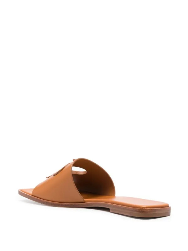 【送料&関税込】Gianvito Rossi Leather Slides Gianvito Rossi Ribbon Leather Slides | Brown | FARFETCH