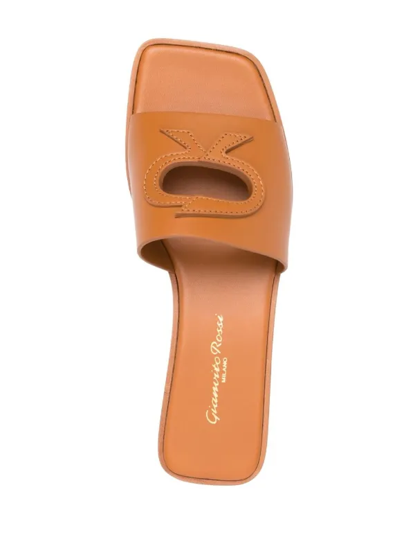 【送料&関税込】Gianvito Rossi Leather Slides Gianvito Rossi Ribbon Leather Slides | Brown | FARFETCH