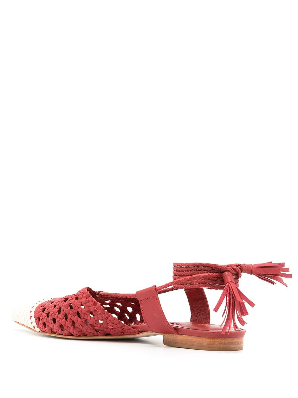 Shop Sarah Chofakian Lovina Woven Ballerina Shoes In Red