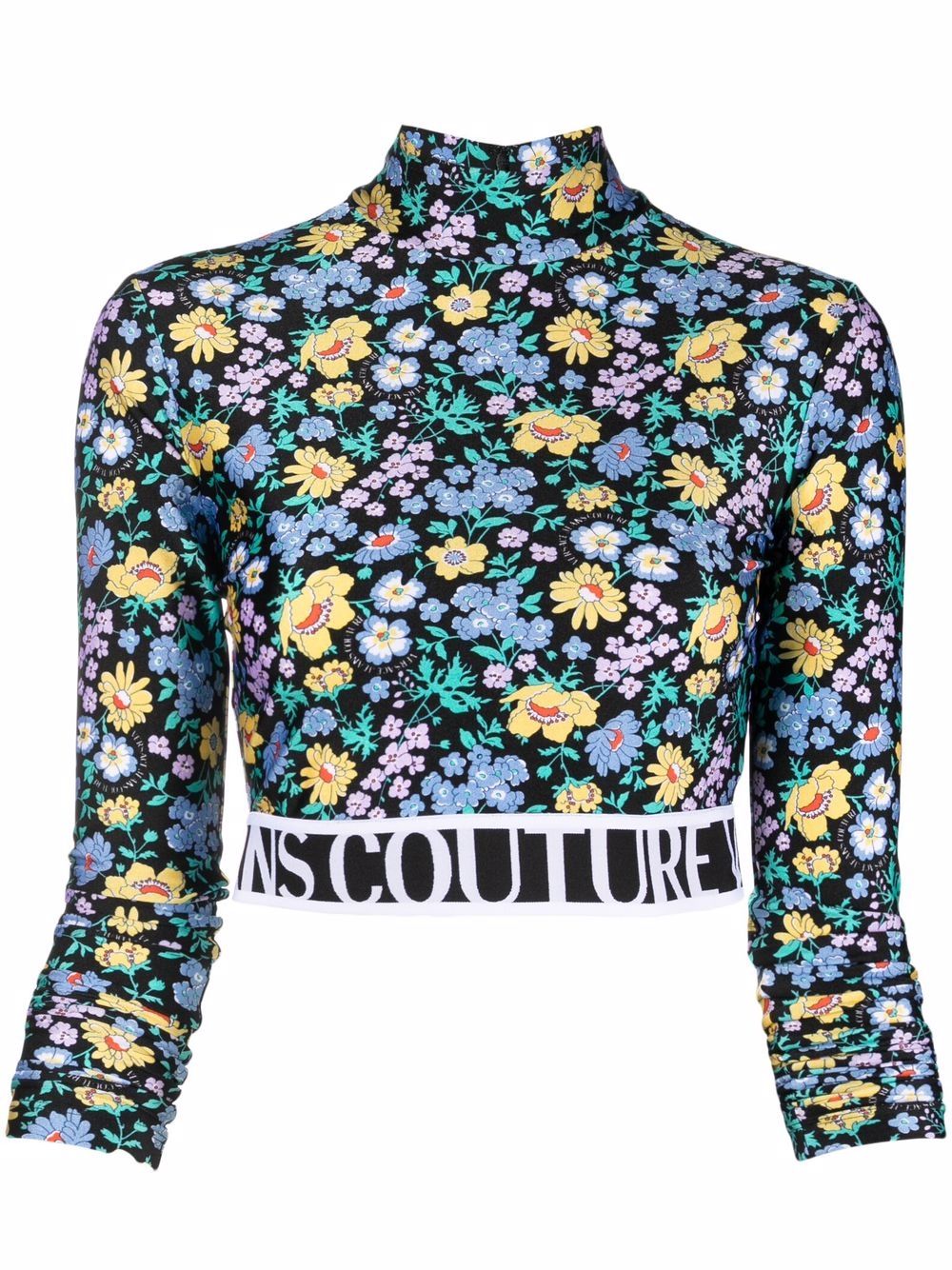 Versace Jeans Couture Multicolor Floral Cropped Turtleneck In E230 ...