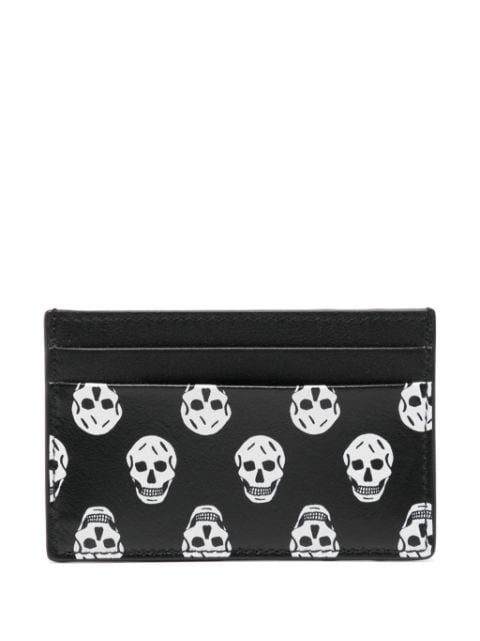 skull-motif leather cardholder