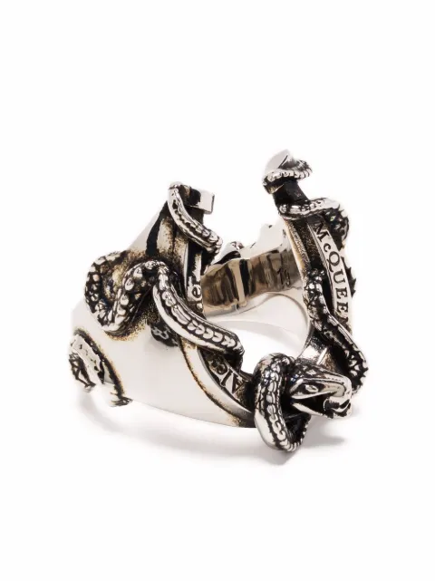 Alexander McQueen خاتم بزينة ثعبان وفتحات