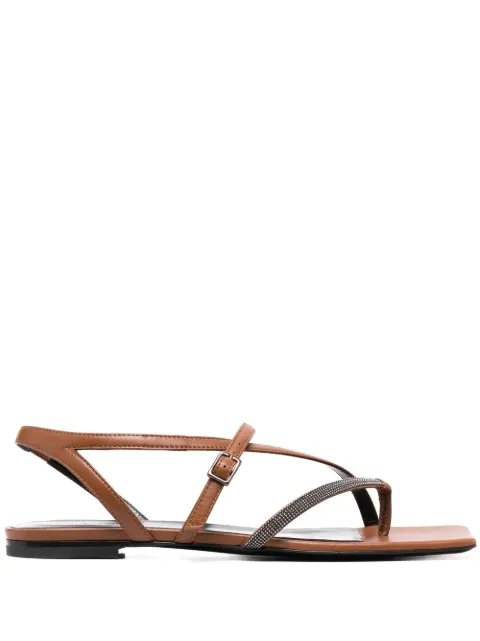 Fabiana Filippi bead-embellished cross-strap sandals